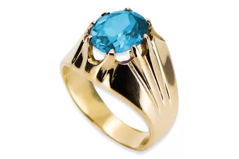 Aquamarine 14K Yellow gold Ring Vintage craft vrc016y